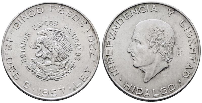 MESSICO. 5 pesos 1956. KM 469; Ag; 18,05gr