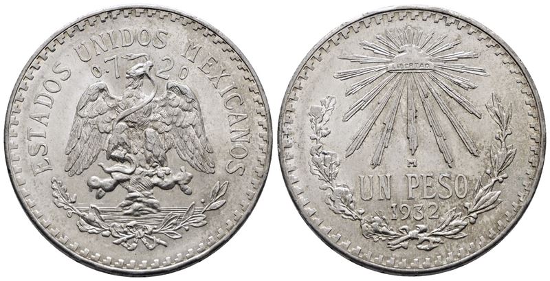 MESSICO. 1 peso 1932. KM 455; Ag; 16,66gr