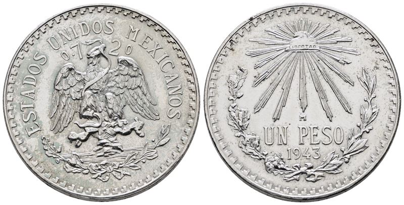 MESSICO. 1 peso 1943. KM 455; Ag; 16,66gr