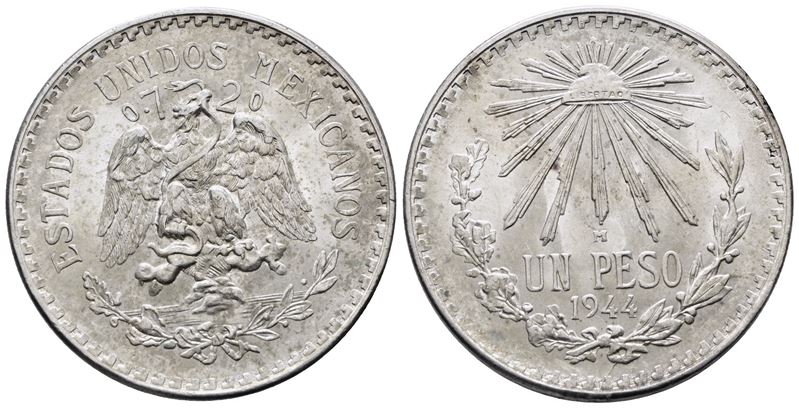 MESSICO. 1 peso 1944. KM 455; Ag; 16,66gr