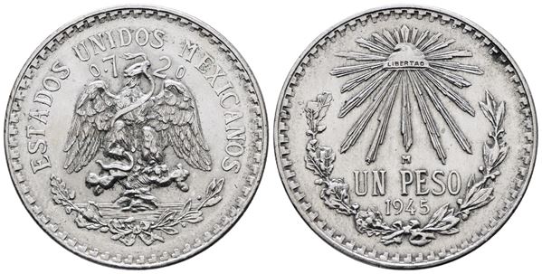 MESSICO. 1 peso 1945. KM 455; Ag; 16,66gr
