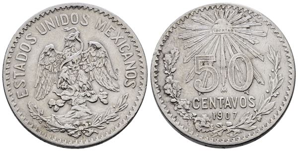 MESSICO. 50 centesimi 1907. KM 445; Ag; 12,50gr