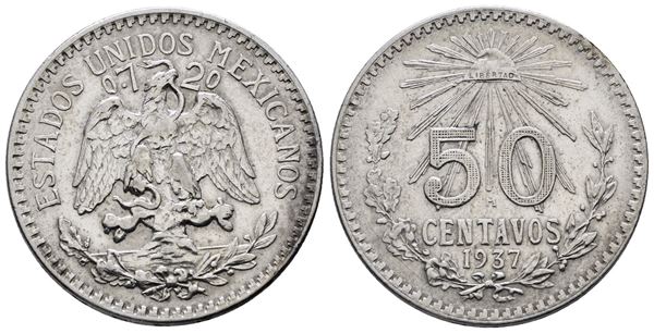 MESSICO. 50 centesimi 1937. KM 447; Ag; 8,33gr