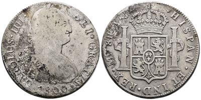 PERU', Moneta da 8 reales, 1800, Carlo IV
