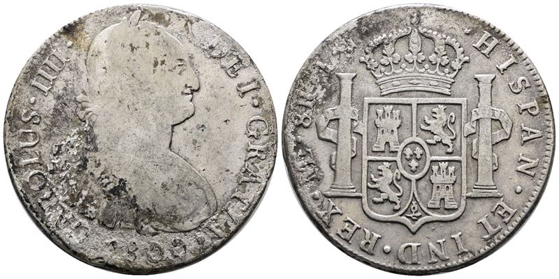 PERU', Moneta da 8 reales, 1800, Carlo IV