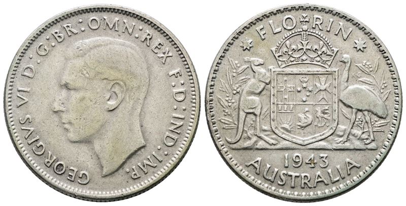 AUSTRALIA. Giorgio VI (1936-1952). 1 fiorino 1943. KM 40; Ag; 11,31gr. BB