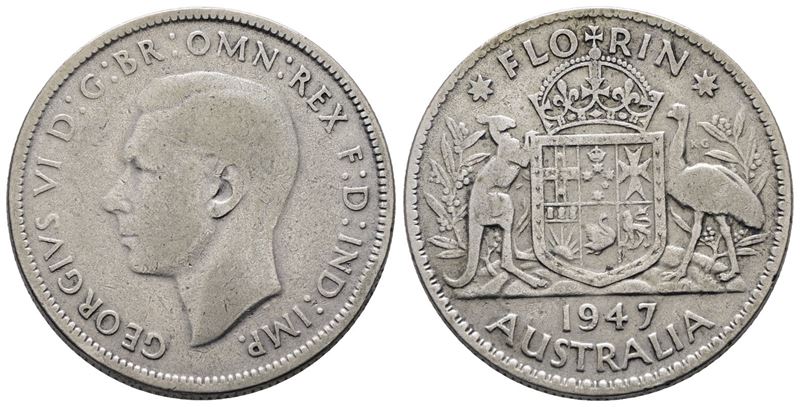 AUSTRALIA. Giorgio VI (1936-1952). 1 fiorino 1947. KM 40a; Ag; 11,31gr