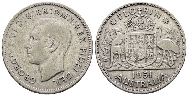 AUSTRALIA. Giorgio VI (1936-1952). 1 fiorino 1951. KM 48; Ag; 11,31gr