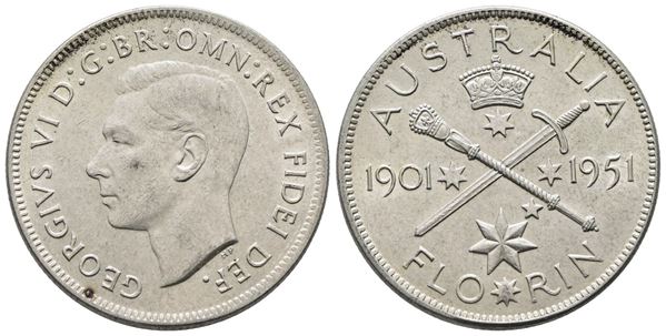 AUSTRALIA. Giorgio VI (1936-1952). 1 fiorino 1951 "50° anniversario federazione". KM 47; Ag; 11,31gr