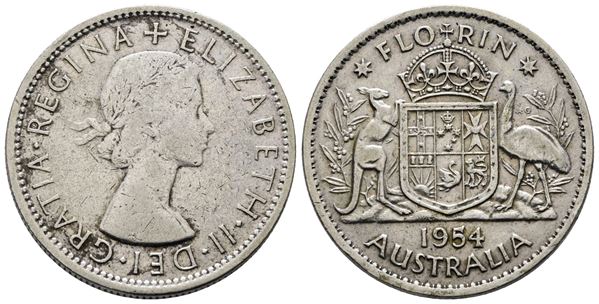 AUSTRALIA. Elisabetta II (1952-2022). 1 fiorino 1954. KM 54; Ag; 11,31gr