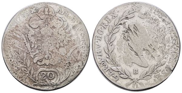 AUSTRIA. Giuseppe II (1780-1790). 20 kreuzer 1785 B (Kremniz). KM 2069; Ag; 6,15gr