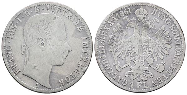 AUSTRIA. Francesco Giuseppe (1848-1916). Fiorino 1861 A (Vienna). KM 2219; Ag; 12,34gr