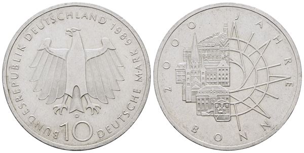 GERMANIA. 10 marchi 1972 D "2000 anni città di Bonn". KM 172; Ag; 15,5gr