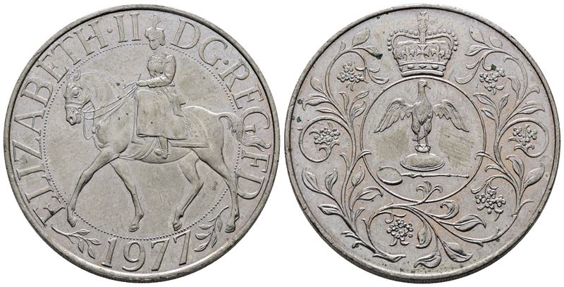Inghilterra. Elisabetta II. 25 Pence 1977 "giubileo D'argento 1952-1977". Km 920; Cn; 28,28gr. Le...