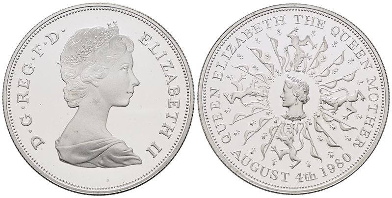 Inghilterra. Elisabetta II. 25 Pence 1980 "80 Anni della Regina Madre". Km 921; Cn; 28,28gr. in C...