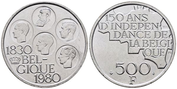 BELGIO. Baldovino (1948-1993). 500 franchi 1980. KM 161a; Ag; 25gr