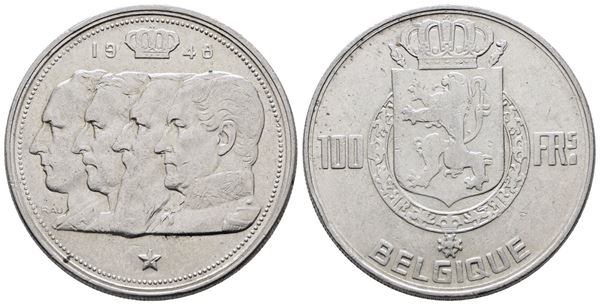 BELGIO. Baldovino (1948-1993). 100 franchi 1948. KM 139; Ag; 18gr