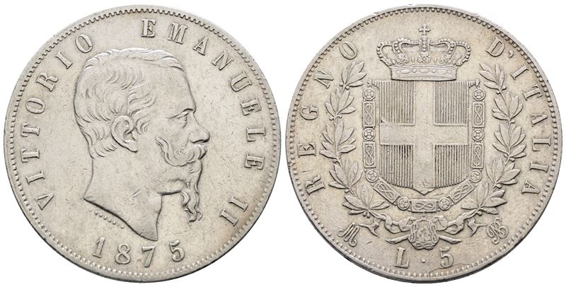 Regno D'italia. Milano. Vittorio Emanuele II (1861-1878). 5 Lire 1875. Gig. 49; Ag; 25gr Bb