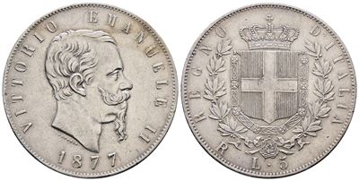 Regno D'italia. Roma. Vittorio Emanuele II (1861-1878). 5 Lire 1877. Gig. 52; Ag; 25gr
