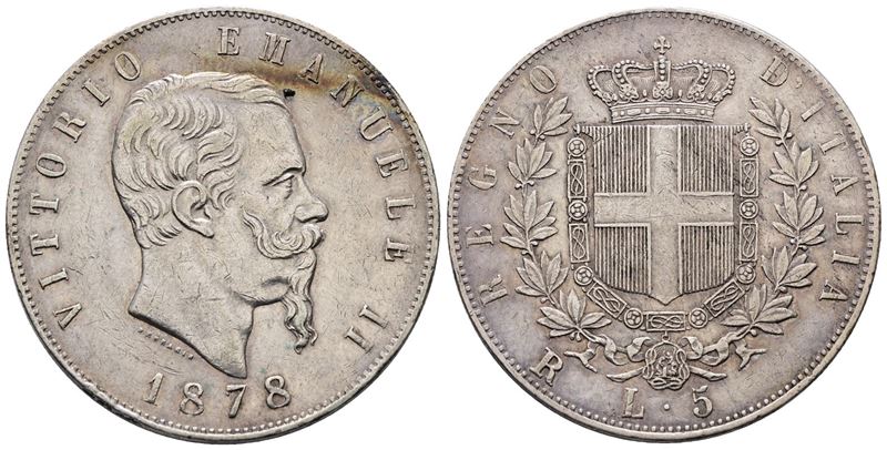 Regno D'italia. Roma. Vittorio Emanuele II (1861-1878). 5 Lire 1878. Gig. 53; Ag; 25gr