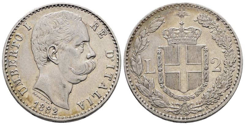 Regno D'italia. Umberto i (1878-1900). 2 Lire 1882. Gig.26; Ag; 10gr