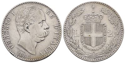 Regno D'italia. Umberto i (1878-1900). 2 Lire 1886. Gig.30; Ag; 10gr