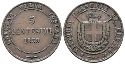 Re Eletto. Vittorio Emanuele II (1859-1860). 5 Centesimi 1859. Gig.17; Cu; 5gr.