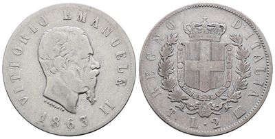 Vittorio Emanuele II, 2 lire 1863 stemma