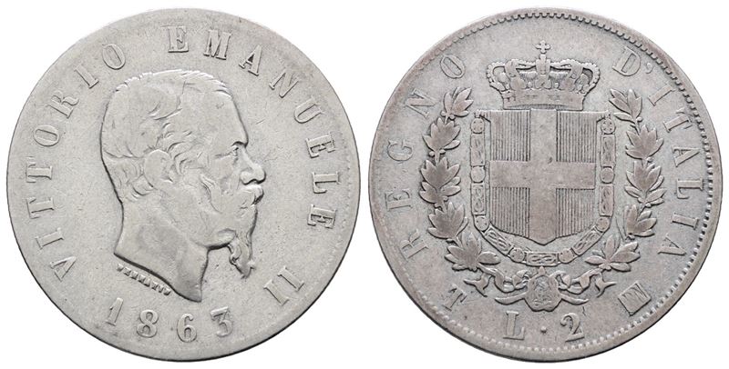 Vittorio Emanuele II, 2 lire 1863 stemma