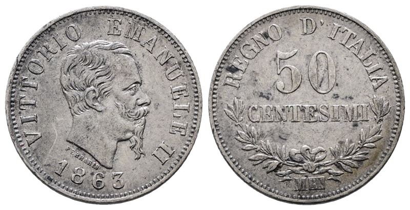 Regno D'italia. Milano. Vittorio Emanuele II (1861-1878). 50 Centesimi 1863 Valore. Gig. 76; Ag; ...