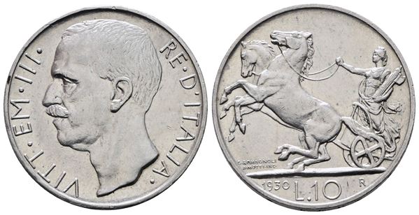 REGNO D'ITALIA. Vittorio Emanuele III (1900-1943). 10 lire 1930 biga. Gig. 59; Ag; 10gr.