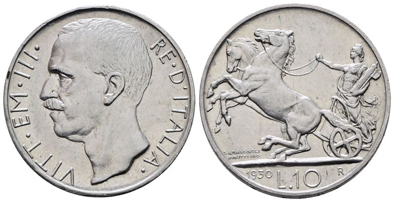 Regno D'italia. Vittorio Emanuele III (1900-1943). 10 Lire 1930 Biga. Gig. 59; Ag; 10gr.