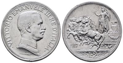 Regno D'italia. Vittorio Emanuele III (1900-1943). 2 Lire 1917 Quadriga Briosa. Gig. 104; Ag; 10g...
