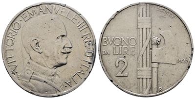 Regno D'italia. Vittorio Emanuele III (1900-1943). 2 Lire 1926 Fascio. Gig. 108; Ni; 10gr. Colpet...
