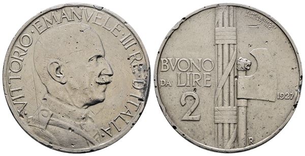 REGNO D'ITALIA. Vittorio Emanuele III (1900-1943). 2 lire 1926 fascio. Gig. 108; Ni; 10gr. Colpetti