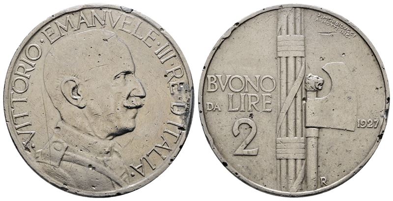 Regno D'italia. Vittorio Emanuele III (1900-1943). 2 Lire 1926 Fascio. Gig. 108; Ni; 10gr. Colpet...