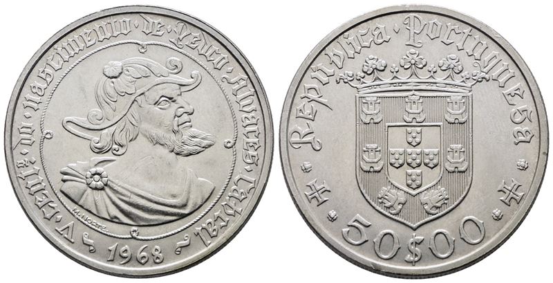 Portogallo. 50 Escudos 1968 "pedro Alvares Cabral". Km 593; Ag; 18gr