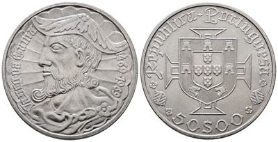 Portogallo. 50 Escudos 1969 "vasco De Gama". Km 598; Ag; 18gr