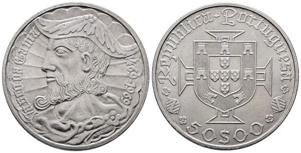 PORTOGALLO. 50 escudos 1969 "Vasco de Gama". KM 598; Ag; 18gr