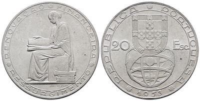 Portogallo. 20 Escudos 1953 "rinnovamento Finanziario". Km 585; Ag; 21gr