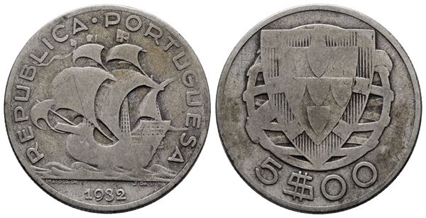 PORTOGALLO. 5 escudos 1932. KM 581; Ag; 7gr