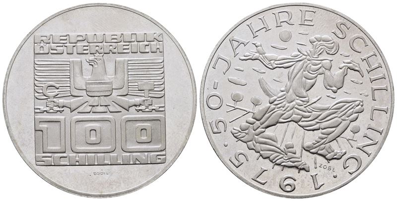 AUSTRIA. 100 scellini 1975 "Schilling". KM 2925; Ag; 24gr