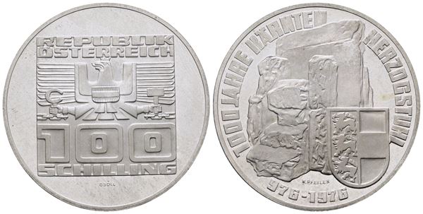 AUSTRIA. 100 scellini 1976 "Trono ducale Carinzia". KM 2931; Ag; 24gr