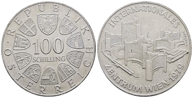 AUSTRIA. 100 scellini 1979 "Ufficio delle Nazioni Unite a Vienna". KM 2944; Ag; 24gr