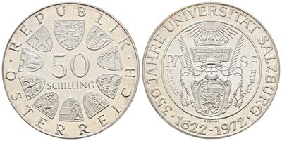 Austria. 50 Scellini 1972 "350 Anni Dell'università di Salisburgo". Km 2913; Ag; 20gr