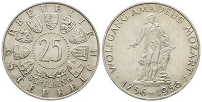 Austria. 25 Scellini 1956 '200 Anni dalla Nascita di Mozart'. Km 2881; Ag; 13gr.