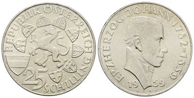 Austria. 25 Scellini 1959 'centenario della Morte Dell'arciduca Giovanni D'asburgo Lorena'. Km 28...