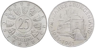 Austria. 25 Scellini 1961 '40° Anniversario Burgerland'. Km 2891; Ag; 13gr.
