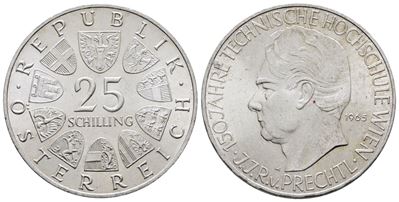 Austria. 25 Scellini 1965 '150° Anniversario Università Tecnica di Vienna'. Km 2897; Ag; 13gr.