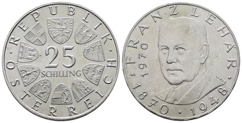 Austria. 25 Scellini 1970 'centenario della Nascita di Franz Lehar'. Km 2907; Ag; 13gr.